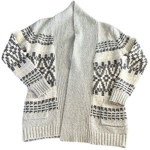 Cupcakes and Cashmere Cozy Knit Pattern Open Front Cardigan Cottagecore Size S